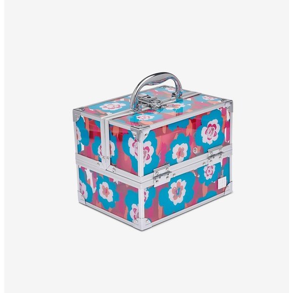Caboodles Small Neat Freak Train Case Translucent Blue Floral Print - Picture 1 of 3